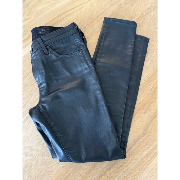 AG Jeans LEATHERETTE SUPER SKINNY ANKLE Size 25 Black $285 - Picture 4 of 7